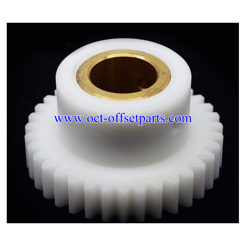 Original new Komori machine gear, part numbers 364-5101-001 and 3645101001, for Komori L-428 machine, made in Japan.